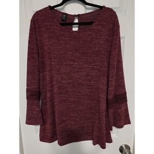 Lildy Button Back Keyhole Pullover Tunic Womens Size L-XL Long Sleeve Stretch.